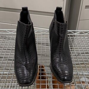 Black Textured Ankle Boots